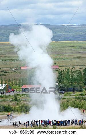 Iceland, Geysir, Geyser of Strokkur View Large Photo Image Stock Photo - Iceland, Geysir, Geyser of Strokkur. Fotosearch