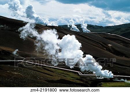 ICELAND, MYVATN LAKE AREA, NAMASKARD VOLCANIC AREA, KRAFLA GEOTHERMIC POWER STATION, PIPES FOR STEAM. View Large Photo Image Stock Image - ICELAND, MYVATN LAKE AREA, NAMASKARD VOLCANIC AREA, KRAFLA GEOTHERMIC POWER STATION, PIPES FOR STEAM.. Fotosearch