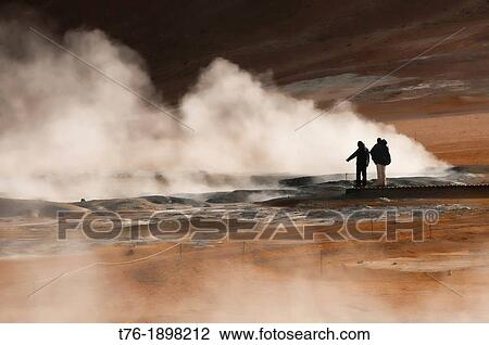 Iceland, Namafjall, Krafla, Fumaroles releasing steam at geothermal area of Hverir near Lake Myvatn View Large Photo Image Stock Image - Iceland, Namafjall, Krafla, Fumaroles releasing steam at geothermal area of Hverir near Lake Myvatn. Fotosearch