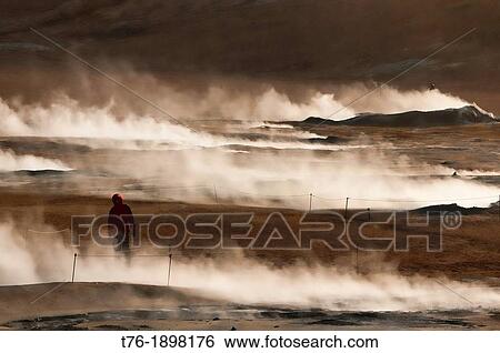 Iceland, Namafjall, Krafla, Fumaroles releasing steam at geothermal area of Hverir near Lake Myvatn View Large Photo Image Stock Photograph - Iceland, Namafjall, Krafla, Fumaroles releasing steam at geothermal area of Hverir near Lake Myvatn. Fotosearch