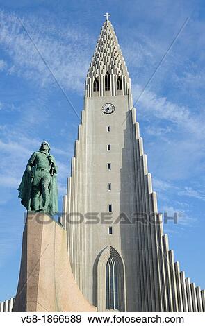 Iceland, Rekjavik, Statue of Leif Ericson Leifr Eir? ksson and Hallgrimskirkja church View Large Photo Image Stock Photo - Iceland, Rekjavik, Statue of Leif Ericson Leifr Eir? ksson and Hallgrimskirkja church. Fotosearch