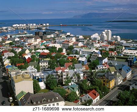 Iceland Reykjavik general aerial view View Large Photo Image Stock Photo - Iceland Reykjavik general aerial view. Fotosearch