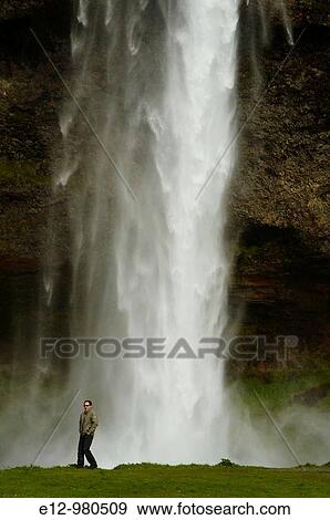 Iceland, Seljalandsfoss Waterfall. View Large Photo Image Stock Photo - Iceland, Seljalandsfoss Waterfall.. Fotosearch