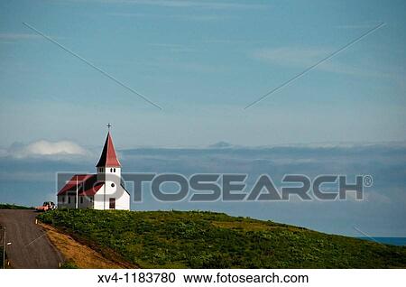 Iceland, Vik village, church View Large Photo Image Stock Image - Iceland, Vik village, church. Fotosearch