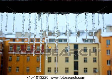 Stock Image - Icicles Prague Czech Republic Europe. Fotosearch