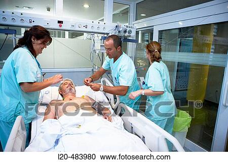 Stock Image - ICM, ICU (Intensive Care Unit). Hospital Universitario Gran Canaria Doctor Negrin, Las Palmas de Gran Canaria. Canary Islands, Spain. Fotosearch