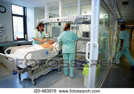 Stock Photo - ICM, ICU (Intensive Care Unit). Hospital Universitario Gran Canaria Doctor Negrin, Las Palmas de Gran Canaria. Canary Islands, Spain. Fotosearch