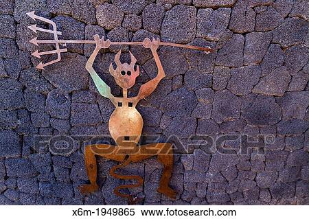 Iconic devil. Timanfaya National Park. Lanzarote, Canary Islands, Atlantic Ocean, Spain. View Large Photo Image Stock Photography - Iconic devil. Timanfaya National Park. Lanzarote, Canary Islands, Atlantic Ocean, Spain.. Fotosearch