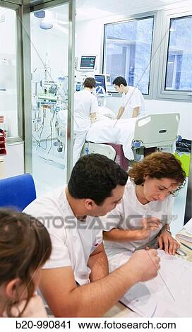 Stock Image - ICU (Intensive Care Unit), Hospital Policlinica Gipuzkoa, San Sebastian, Donostia, Euskadi, Spain. Fotosearch