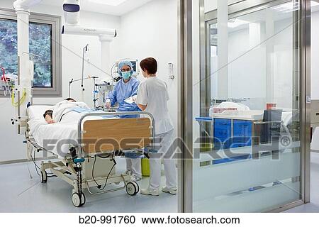 Stock Image - ICU (Intensive Care Unit), Hospital Policlinica Gipuzkoa, San Sebastian, Donostia, Euskadi, Spain. Fotosearch