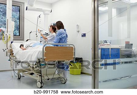 Stock Photo - ICU (Intensive Care Unit), Hospital Policlinica Gipuzkoa, San Sebastian, Donostia, Euskadi, Spain. Fotosearch