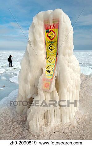 Icy sign, no diving, frozen Black Sea, a rare phenomenon, Odessa, Ukraine, Eastern Europe. View Large Photo Image Stock Photo - Icy sign, no diving, frozen Black Sea, a rare phenomenon, Odessa, Ukraine, Eastern Europe.. Fotosearch