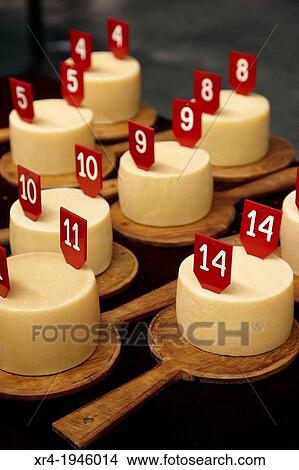 Picture - Idiazabal Cheese Contest during Ordizia Market, Ordizia, Gipuzkoa, Basque Country, Spain. Fotosearch