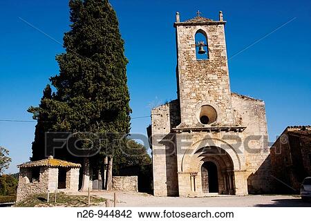 Iglesia de Santa Maria de Porqueres RomBnico Siglo XII Espaa, Catalunya, provincia de Girona, Pla de l? Estany, Porqueres View Large Photo Image Stock Image - Iglesia de Santa Maria de Porqueres RomBnico Siglo XII Espaa, Catalunya, provincia de Girona, Pla de l? Estany, Porqueres. Fotosearch