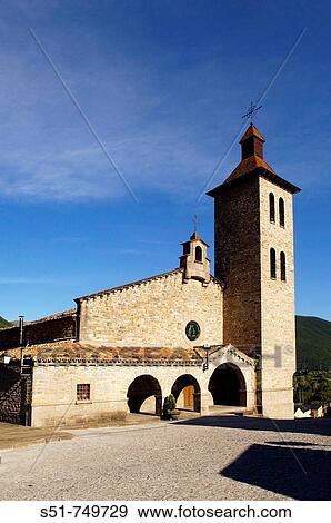 Iglesia del Salvador, Biescas, Huesca province, Arag? n, Spain View Large Photo Image Stock Photo - Iglesia del Salvador, Biescas, Huesca province, Arag? n, Spain. Fotosearch