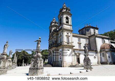 Stock Image - Igreja do Bom Jesus from Adro do Bom Jesus, Santuario do Bom Jesus do Monte, Good Jesus of the Mount sanctuary, Tenoes, Braga, Cavado, Norte, Portugal.. Fotosearch