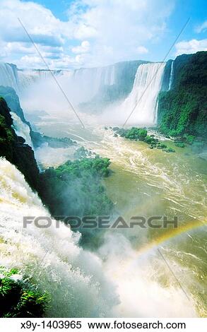 Iguazu Falls on the Brazil Argentina Paraguay border South ...