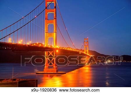 illuminated Golden Gate bridge in San Francisco, California, United States of America, USA View Large Photo Image Stock Photograph - illuminated Golden Gate bridge in San Francisco, California, United States of America, USA. Fotosearch