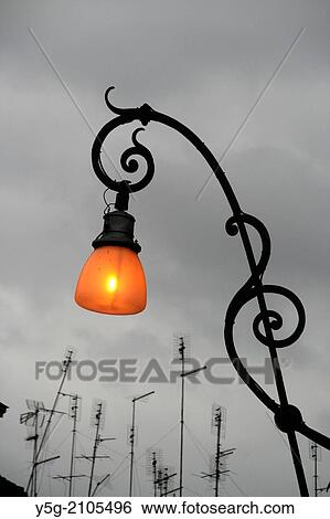 Stock Photograph - illuminated street lamp light in rome italy.. Fotosearch