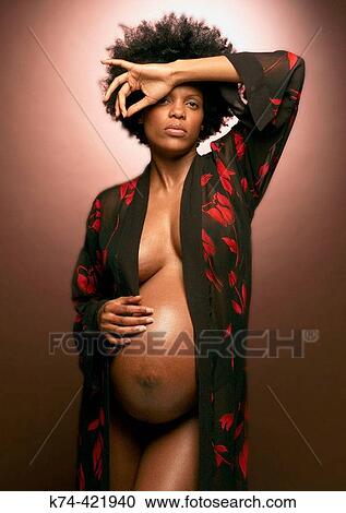 Stock Image - image of pregnant African American woman. Fotosearch