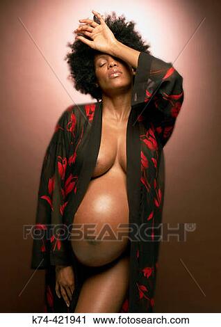 Stock Image - image of pregnant African American woman. Fotosearch
