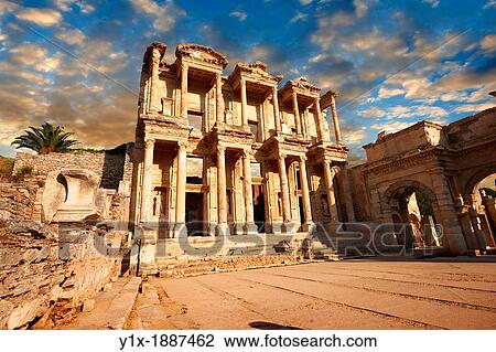 Image of The library of Celsusat sunrise Images of the Roman ruins of Ephasus, Turkey View Large Photo Image Stock Image - Image of The library of Celsusat sunrise Images of the Roman ruins of Ephasus, Turkey. Fotosearch