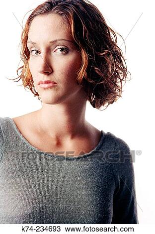 Stock Image - image of young woman gazing at viewer. Fotosearch