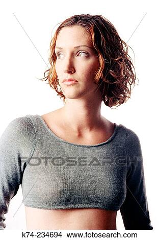 Picture - image of young woman looking to the side. Fotosearch