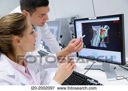 Stock Photo - IMRT, Intensity Modulated Radiation Therapy, Oropharynx Cancer 3D Radiotherapy Treatment Planning. Fotosearch