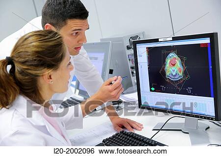 Stock Photograph - IMRT, Intensity Modulated Radiation Therapy, Oropharynx Cancer 3D Radiotherapy Treatment Planning. Fotosearch