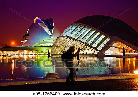 In the foreground Hemisferic In the background Queen Sofia Arts Palace City of Arts and Sciences Architect Santiago Calatrava Valencia Comunidad Valencia Spain Europe. View Large Photo Image Stock Photo - In the foreground Hemisferic In the background Queen Sofia Arts Palace City of Arts and Sciences Architect Santiago Calatrava Valencia Comunidad Valencia Spain Europe.. Fotosearch