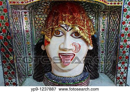 Stock Photo - India - Punjab - Amritsar - sculture of a Hindu deity inside the Mata Lal Devi temple. Fotosearch