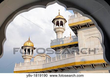 Stock Image - India. Punjab. Amritsar. The Golden Temple. Sri Akal Takhat Sahib, chattris.. Fotosearch