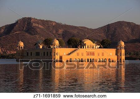Stock Photo - India, Rajasthan, Jaipur, Jal Mahal, Water Palace, Man Sagar Lake,. Fotosearch