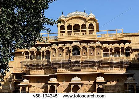 Stock Image - India, Rajasthan, Jaisalmer, Raj Mahal palace.. Fotosearch
