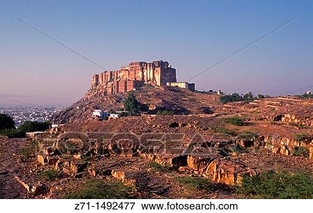 India, Rajasthan, Jodhpur, Meherangarh Fort, View Large Photo Image Stock Photo - India, Rajasthan, Jodhpur, Meherangarh Fort,. Fotosearch