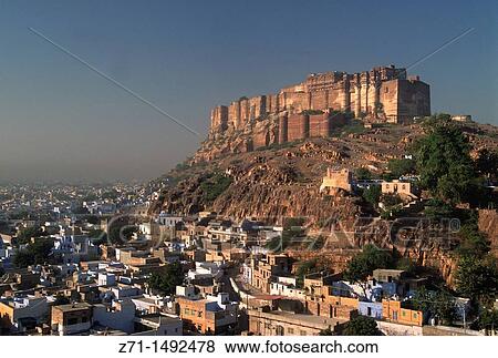 India, Rajasthan, Jodhpur, Meherangarh Fort, View Large Photo Image Stock Photo - India, Rajasthan, Jodhpur, Meherangarh Fort,. Fotosearch