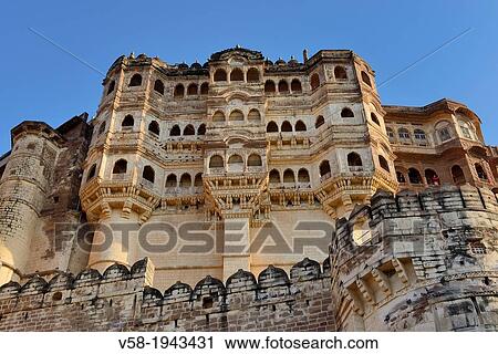 India, Rajasthan, Jodhpur, Mehrangarh fort. View Large Photo Image Stock Image - India, Rajasthan, Jodhpur, Mehrangarh fort.. Fotosearch