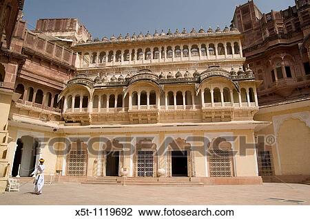 Stock Image - India, Rajasthan, Jodhpur, Mehrangarh fort Interior of the fort. Fotosearch