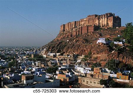 India, Rajasthan, Jodhpur, the blue city, Mehrangarh fortress View Large Photo Image Stock Image - India, Rajasthan, Jodhpur, the blue city, Mehrangarh fortress. Fotosearch