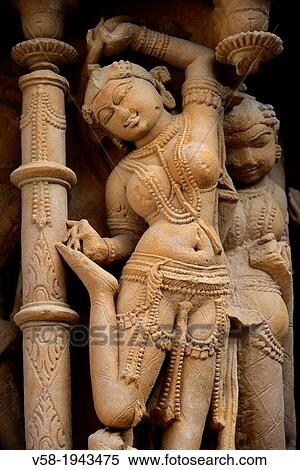 Stock Photography - India, Rajasthan, Osian, Sachya Mata temple (12th C), Apsara removing a thorn from her foot.. Fotosearch
