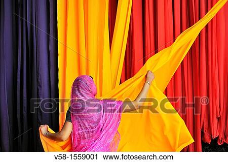 India, Rajasthan, Saree factory. View Large Photo Image Stock Image - India, Rajasthan, Saree factory.. Fotosearch