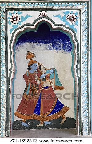 India, Rajasthan, Shekhawati, Nawalgarh, Poddar Haveli, mural, View Large Photo Image Stock Image - India, Rajasthan, Shekhawati, Nawalgarh, Poddar Haveli, mural,. Fotosearch