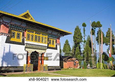 Stock Image - India, Sikkim, Pelling, Sangachoeling Gompa, the second oldest Gompa in Sikkim. Fotosearch