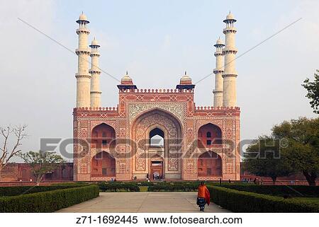 India, Uttar Pradesh, Agra, Sikandra, Akbar's Mausoleum, View Large Photo Image Stock Photography - India, Uttar Pradesh, Agra, Sikandra, Akbar's Mausoleum,. Fotosearch