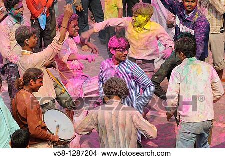 India, Uttar Pradesh, Holi festival, Colour and spring festival celebrating the love between Krishna and Radha. View Large Photo Image Picture - India, Uttar Pradesh, Holi festival, Colour and spring festival celebrating the love between Krishna and Radha.. Fotosearch