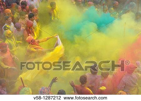 India, Uttar Pradesh, Holi festival, Colour and spring festival celebrating the love between Krishna and Radha. View Large Photo Image Stock Image - India, Uttar Pradesh, Holi festival, Colour and spring festival celebrating the love between Krishna and Radha.. Fotosearch