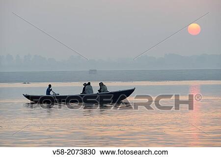India, Uttar Pradesh, Varanasi, Boatride at sunrise. View Large Photo Image Stock Image - India, Uttar Pradesh, Varanasi, Boatride at sunrise.. Fotosearch