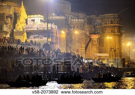 India, Uttar Pradesh, Varanasi, Boatride along the ghats during Dev Deepawali festival. View Large Photo Image Stock Image - India, Uttar Pradesh, Varanasi, Boatride along the ghats during Dev Deepawali festival.. Fotosearch