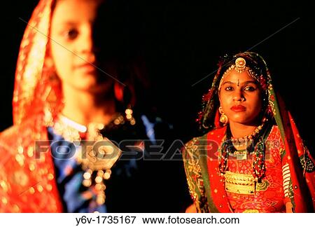 Indian girls dressed traditionally. Rajasthan, India. View Large Photo Image Stock Photo - Indian girls dressed traditionally. Rajasthan, India.. Fotosearch